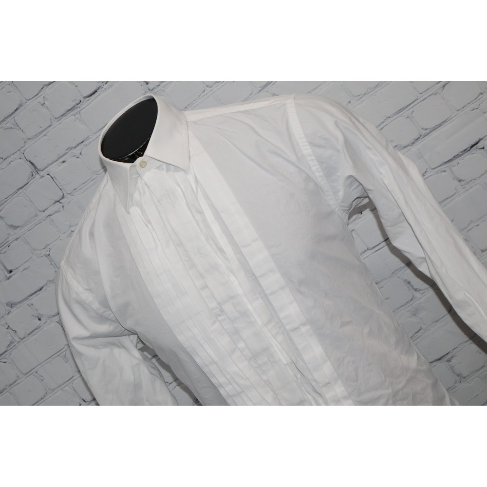 Jos. A. Bank Tuxedo Shirt Men 15.5-33 White Pleated Front French Cuff Slim Fit